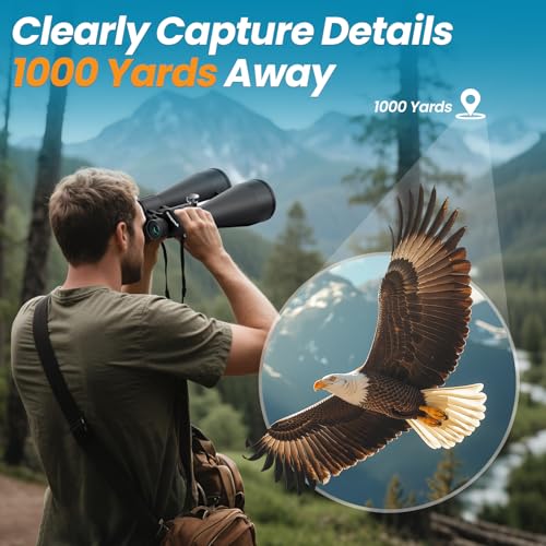 Aurosports 20x80 High Powered Binoculars, 80mm Large Aperture for Adults | Clear low light vision, Long range, 80mm objective lens - size: 20x80