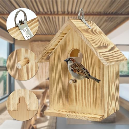 GUTE Bird House Window Mount Clear Viewing Acrylic Wall Shelter | Transparent Viewing,Slide-Out Cleaning Panel,Weatherproof Construction,Easy Wall/Tree Mount,For Bluebirds/Wrens/Chickadees