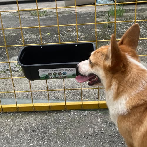 6 PCS Black Goat Feeder Hanging Pig Feeder with Clips 5 Quart Chicken Feeder Trough Poultry Feeder Hanging Goat Mineral Feeder Chicken Coop Feeder and Waters for Livestock, Pets, Poultry - color: Black