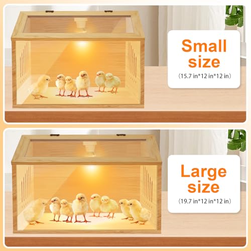 Brooder Box for Chicks，Indoor Smart Wooden Poultry Brooder with Heater, Suitable for 5-7 Newborn Chicks, Ducks, Quail, etc.（12 * 12 * 15.7inch） - size: 15.7"L x 12.0"W x 12.0"H