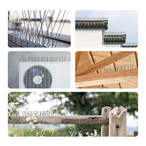 OFFO Bird Spikes with Stainless Steel Base, Durable Bird Spikes Arrow Pigeon Spikes Fence Kit for Keeping Small Bird, Crows and Woodpeckers Away, Covers 38.3 Feet(11.7m) - size: 38.3 Feet
