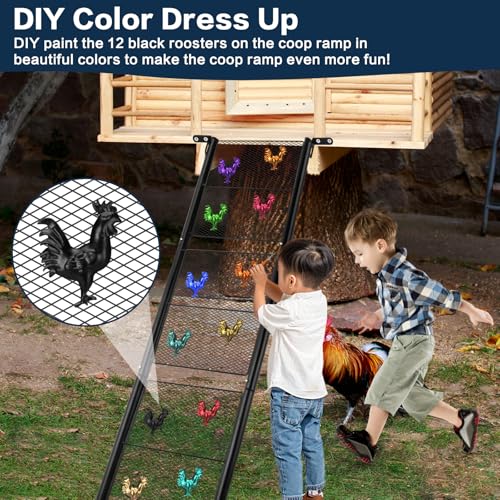 Chicken Coop Ramp, Chicken Ladder & Coop Accessories, Ladder Length Adjustable for Henhouse, Coop Steps for Feet Problem or Cannot Fly Chickens, Heavy Duty Sturdy,Corrosion-Resistant, and Waterproof
