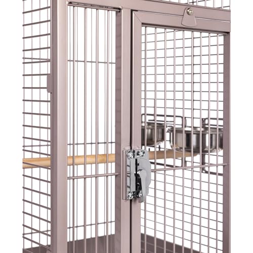 Prevue Pet Playtop Bird Cage Rolling Stand Seed Guards - Blush Finish | Medium Steel Bird Cage with Integrated Playtop, and Perches, Ideal for Conures and Cockatiels - color: Blush, size: 18.0"L x 18.0"W x 57.0"H