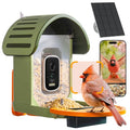 Smart Bird Feeder with Camera, Green | 2.5K UHD, AI Bird Species Identification, Solar Powered, 2.4G WiFi, IP66 Waterproof Outdoor, Instant Alerts, Gift - color: Green