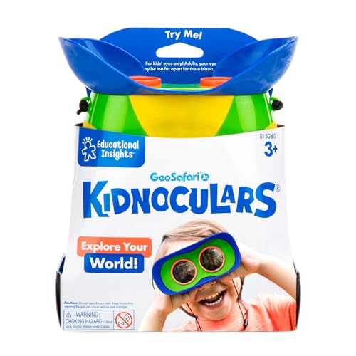 Educational Insights GeoSafari Kidnoculars - Toy Binoculars for Kids, Outdoor Toys for Kids Ages 4-8, Toddler Camping and Nature Toys, Lightweight Binoculars with Neck Strap, Bird Watching Gear | Toy Binoculars for Kids, Outdoor Toys for Kids Ages 4-8, To