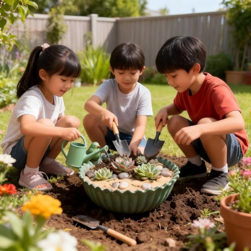  Birds Garden Design Birds Feeder Ceramic 6.3 Inch Diameter Flowerpot or Feeder for Outdoor, Bird Food Holder for Garden Outside Decor Succulent planters (Mint Green)