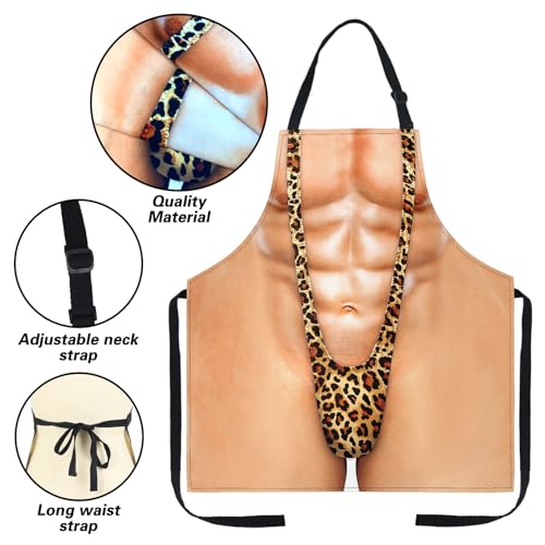 Funny Men Cooking Grilling Aprons Belly BBQ Funny Gag Gifts for Christmas, White Elephant Gift Exchange (MuscleMankini, One Size) - color: Musclemankini