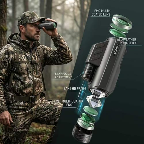 Waterproof Monocular Telescope | Lightweight with Travel Bag, Compact, 12X Magnification, Wide Field of View for Bird Watching, Hunting, Hiking, Camping (12x32, Dark Grey) - color: dark grey