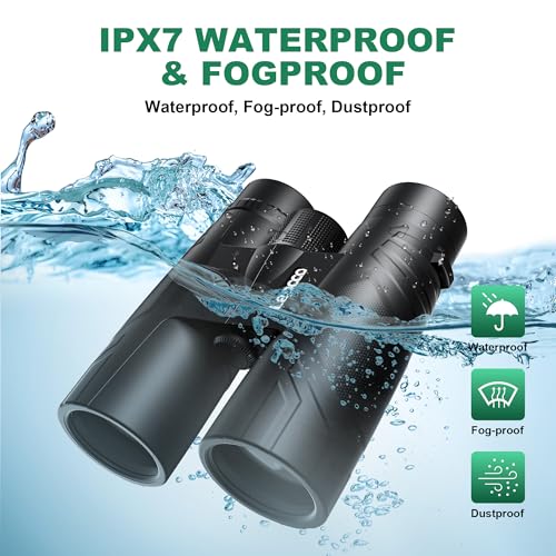 Leacco 12x50 High Powered Binoculars for Adults | Binoculars with Clear Low Light Vision for Bird Watching Hunting Camping Travel Cruise Hiking Sports Stargazing