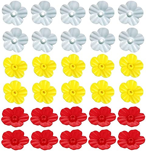30 Pieces Hummingbird Feeders Replacement Flowers, Feeding Ports Replacement Bird Feeder Replacement Parts for Hummingbird Feeder Hanging Feeder(Red, Yellow,White) - color: Red+Yellow+White