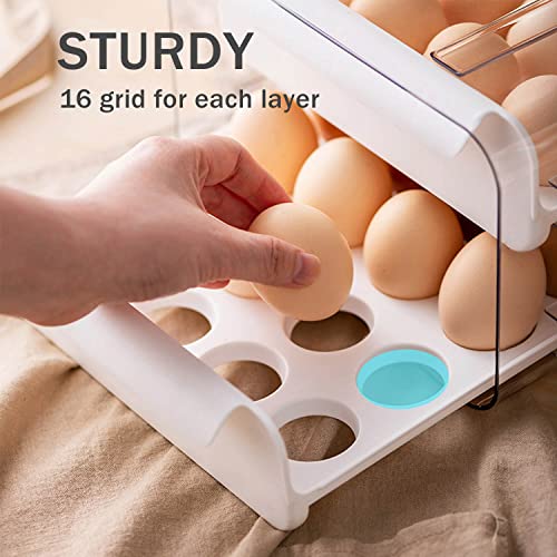 Fridge Organizers and Storage, Egg Organizer Container for Refrigerator | Large Capicity Transparent, Stackable Plastic Egg Holder