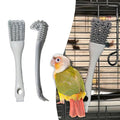 2-in-1 Bird Cage Cleaning Brush & Poop Remover with Long Handle – Scraper, Curved Brush for Parrot Cages, Kennels, and Perches – Rust-Resistant Pet Habitat Cleaning Tool (2 Pcs) (Grey+White)
