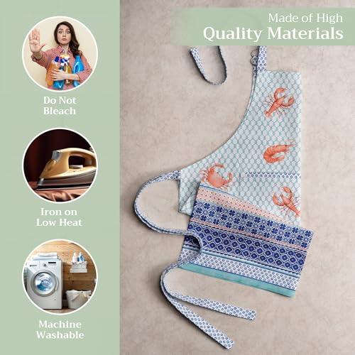 Maison d' Hermine Aprons for women with Pocket 100% Cotton (27.50"x31.50") | Adjustable Neck Strap & long ties Apron Men Chef Wedding Cooking Gardening Server Maid - color: 057 - Lobster Love