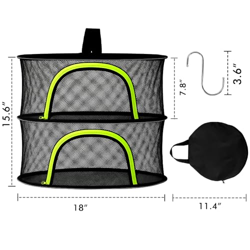 Herb Drying Rack Hanging Mesh 2 Layer 18" for Drying Herbs, Plants, Seeds, Buds, Flowers | Indoor, Outdoor, Hydroponics & Grow Tents Herb Dryer Hanging Rack - style: 2 Layer 18"