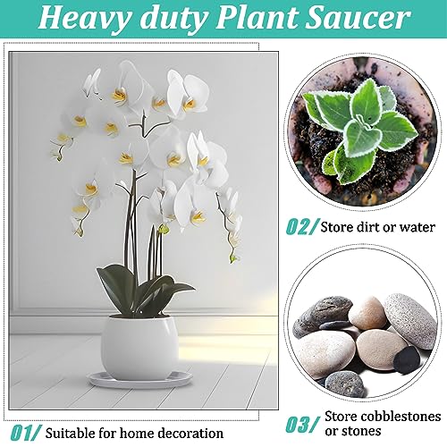 Eccliy 6 Pack Plastic Plant Saucer Heavy Duty Planter Saucers Large Plant Pot Saucers Plastic Water Trays for Indoors and Outdoors Flower Plant Plant Drip (White,23 Inch) - color: White, size: 23 Inch, style: Round