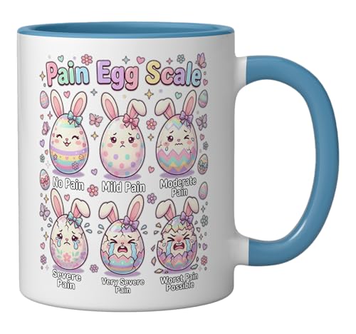 Cute Medical Bunny Egg Easter Nurse Pain Egg Scale Ceramic Mug, Blue/White - color: Blue/White