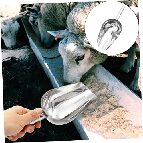 Cabilock Stainless Steel Farm Feeding Scoop 9.25 Inch Multi-Purpose Livestock Feed Shovel with Ergonomic Handle for Grain Rice Ice Sugar Flour