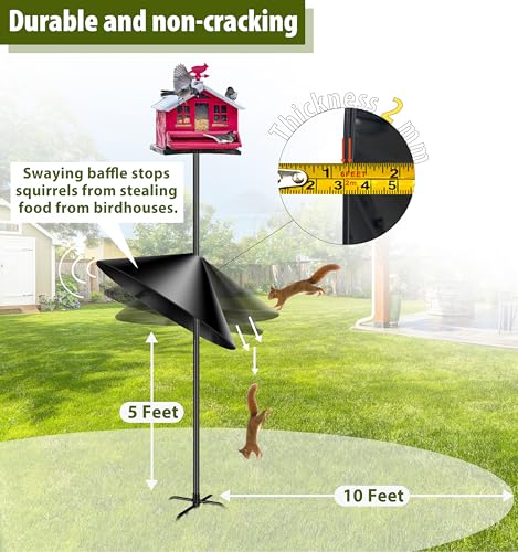 Squirrel Baffle,19-Inch Squirrel Baffle for Bird Feeder Pole,Squirrel-Proofs for Outdoor Shepherd's Hooks，Outside Pole Mount Squirrels Guard (Black) - color: Pole mount-Black