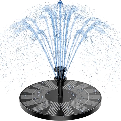 AISITIN 3.5W Solar Bird Bath Fountain Pump with 6 Nozzles & 4 Fixer | Solar Powered Water Fountain Pump for Garden, Ponds, Pool, Fish Tank, Aquarium and Outdoor, Black