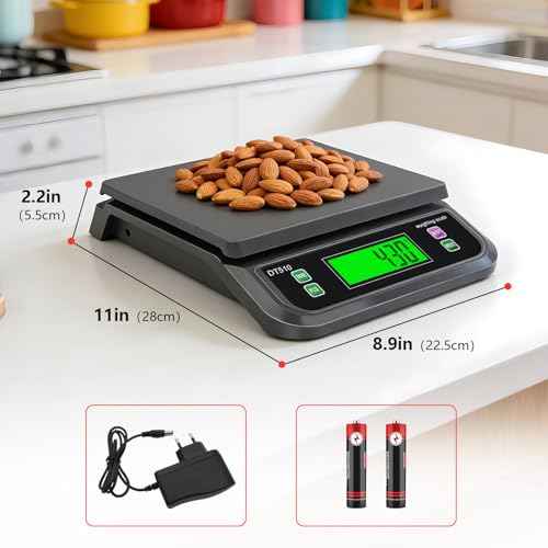66lbs/30kg Large Digital Kitchen Scale with 6 Unit & Tare Funtion | Food Scale for Baking Cooking Bread Meat Scales with Prep Counting LCD Display with Adapter Grey - color: Grey-30kg, size: Grey-30kg