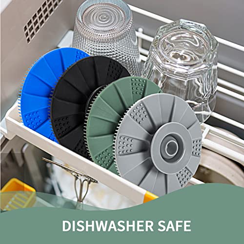 Silicone Dish Scrubber, Non-Scratch Scrub Spong for Washing Dish, Pot, Pan | Kitchen Silicone Sponge, Fruit & Vegetable Cleaning Brush, Reusable Dishwashing Scrubber, Suction Up Hang, 1 Pack, OliveGreen - color: 1pcs Olive Green