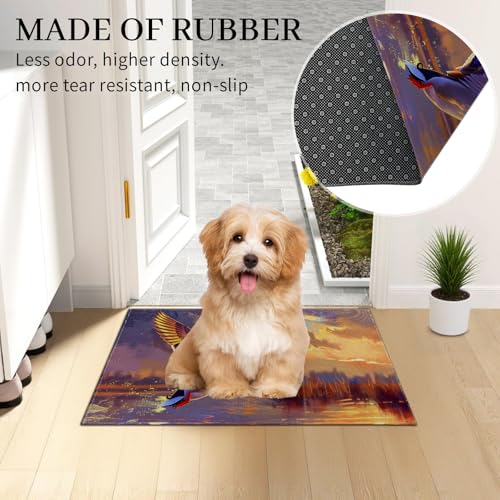 Flying Duck Doormat 17x29.5 Inch, Colorful Sunset Wetland Scene Indoor Door Mat, Wildlife Bird Hunting Non-Slip Welcome Rug Gifts for Living Room, Kitchen, Bedroom,Farmhouse Decor - color: Duck