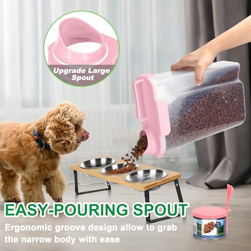 Pet Dog Cat Food Storage Container 5 to 7 lbs with Can Cover and Mixing Spoon, Airtight Pet Food Storage Dispenser with Large Spout & Measuring Cup for Kibble Dog Treat Bird Seed Container -Pink - color: Pink 6Qt