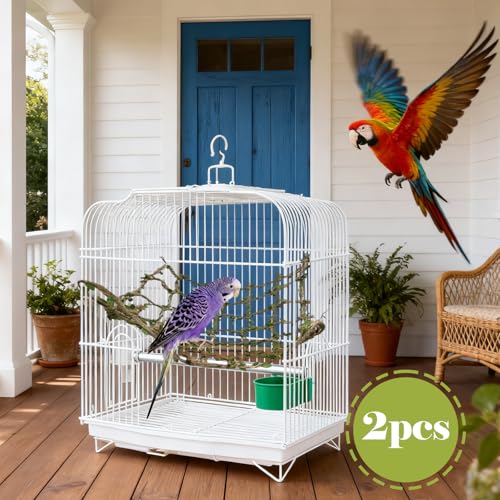 2 Packs Pet Bird Climbing Rope Net Small Animal Rope Net Bird Climbing Net for Rats Parakeet Cockatiel Cockatoo Conure African Grey Budgie (M 15.75 * 15.75inch) - size: M