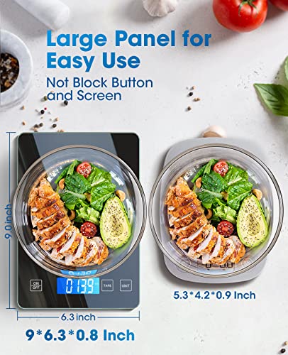 Digital Kitchen Food Scale 22lb for Cooking Baking | 1g/0.1oz Precise, Backlit LCD, Tare Function, Easy Clean,Weight Grams and Ounce - color: Black