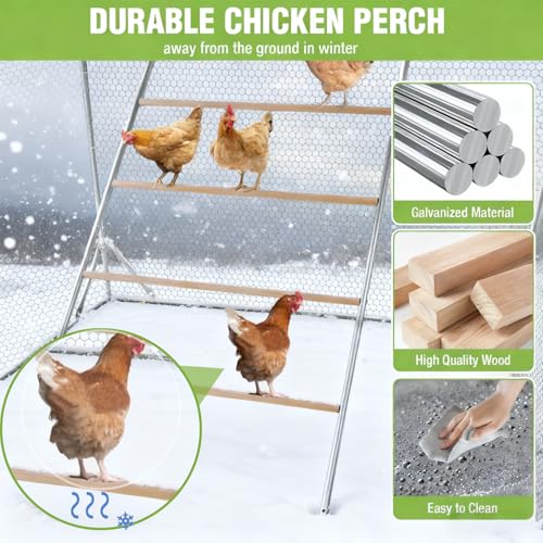 Large Chicken Coop for 10 Chickens Chicken Runs for Yard with Cover Metal Poultry Cage with Perch Hen House Chicken Pen Outdoor - size: 118"L x 78.8"W x 78.8"H