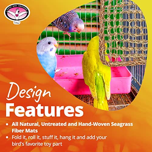 Super Bird Creations SB50003 Seagrass Mat for Cage Decor, Pet Enrichment and Boredom Relief - Versatile Toy-Making Base - Ideal for Parrots - Small to Large Birds & Reptiles - 10"x10" (1 Pack) - size: 10"x10" (1 Pack)