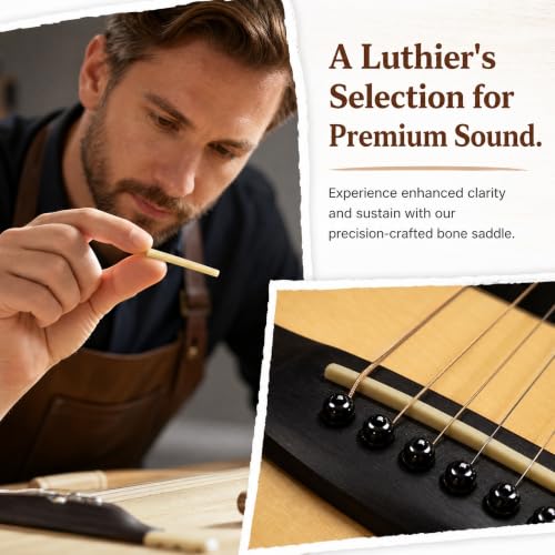 Miwayer 2 Pack 6 String YMH Acoustic Guitar Unbleached Bone Saddle, Guitar Bridge Saddles, Cut from Whole Bones, 75x3x9.7mm - color: 6 String YMH Guitar Saddle 75mm 2 Pack