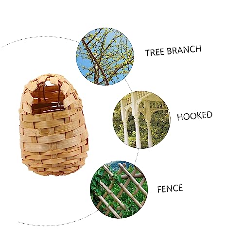 SUPVOX 6pcs Handmade Bamboo Bird Nest Finch Bird Nests for Cages Bird House for Balcony Bird House for Warm Shelter Garden Hand Woven Art Crafts Natural Bird's Nest