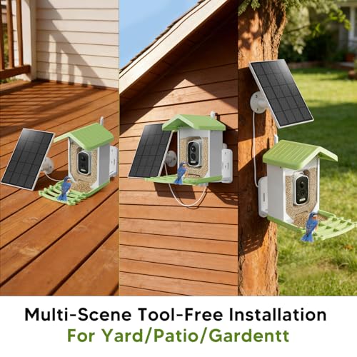 Billber Smart Bird Feeder with Camera - Solar Powered & Night Vision, 2K HD Real-Time View & Instant Alerts, Waterproof Outdoor Hummingbird Feeder, for Bird Watching Enthusiasts