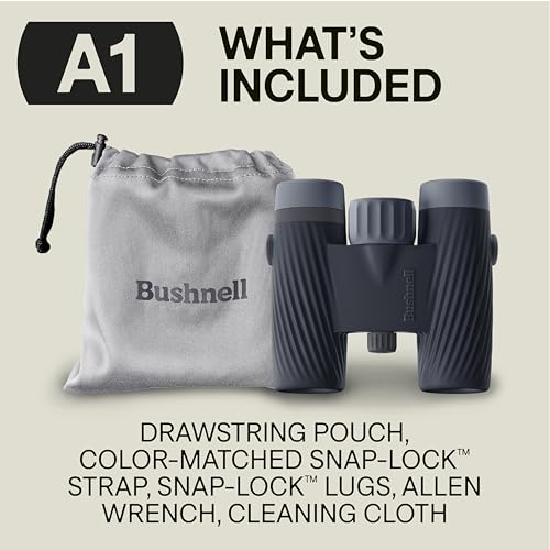 Bushnell A1 8x25 Binoculars Ebony Black | Waterproof, Fogproof, 8X Magnification, Fully Multi-Coated Lenses & Rubber Armor - color: Ebony Black, size: 8x25