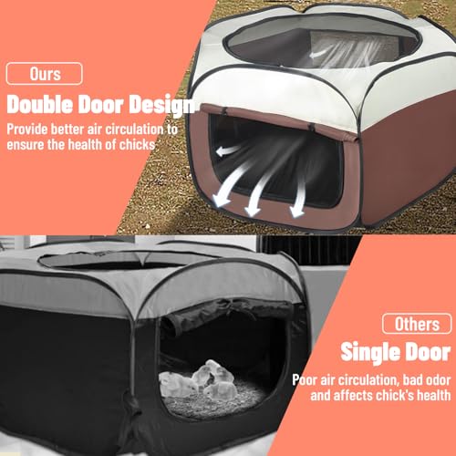 Chicken Brooder Box for Chick Starter Kit - 2026 Upgrade Double Door Chicks Brooder Pen/Chickens Playpen/Chick Tent Baby Chickens Supplies Up to 15 Baby Chicks,Duck,Quail - color: brown 2