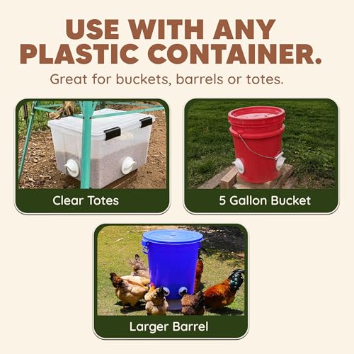 Poultry Pro Chicken Feeder & Waterer Set, 3 Ports, Hole Saw & Waterer | As Seen on Shark Tank, Gravity Fed Chicken Feeder, for Buckets, Barrels, Bins & Troughs, Poultry Feed (Bucket Not Included) - style: Feeder and Waterer Bundle