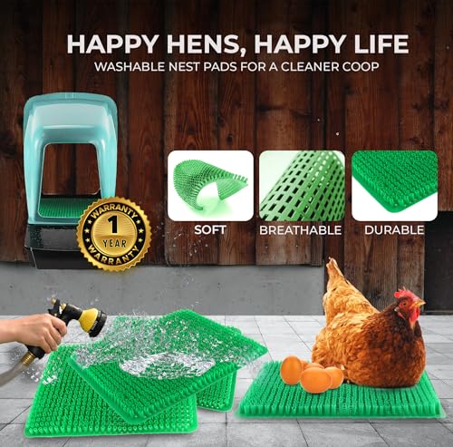 Nesting Boxes for Chicken Coops | Roll Away Hen House for Laying Eggs | Durable Plastic Chick Brooder Box with Perch & Pull Out Egg Tray for Poultry Farm | Chicken Coop Accessories (Pack of 5)