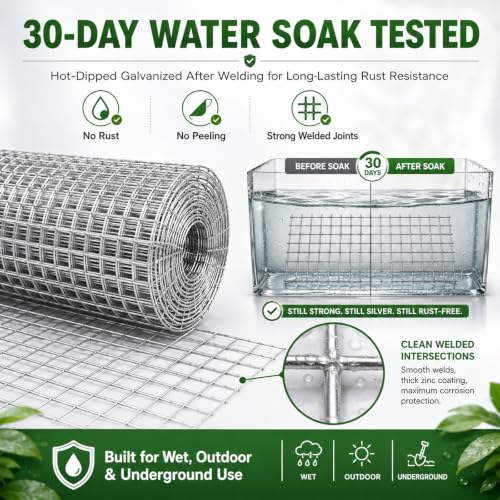 Hardware Cloth 1/4 inch Wire Mesh 36 x 100 Ft 23 Gauge | Hot-dip Galvanized After Welding Chicken Wire Fencing Galvanized Wire Fence Roll Gopher Mesh for Underground Garden Fencing - size: 1/4inch 36''x100'
