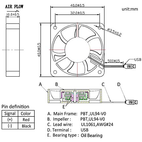 4 Pack USB Brushless Cooling Fan 40mm High Performance DC 5V Speed 4200 RPM for Small Appliances Series Replacement For Desktop - color: 5V USB(4010)