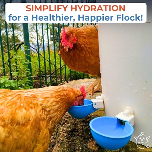 Lil Clucker - Blue Large Automatic Chicken Waterer Cups Suitable for Ducks, Geese, Turkeys, and Bunny Rabbit - Water Feeder Kit - Poultry Waterer - Pack of 5 - size: 5-Pack