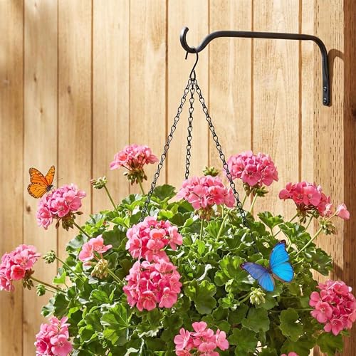 Lifyzoon 12 Inch Plant Hanger Brackets, 2-Pack Metal Hanging Wall Hooks | Holds 15lbs, Rust-proof Outdoor Iron Planter Backets, Ideal for Hanging Baskets, Bird Feeders, Wind Chimes, and Lanterns - size: 12Inch-2Pack