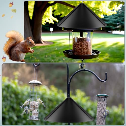 4 Sets 18 Inches Squirrel Baffle for Bird Feeder Pole, Outside Pole Mount House Guard Bird Feeder Baffle for Shepherd's Hook, Preventing from Squirrels, Raccoons(Black) - color: Black