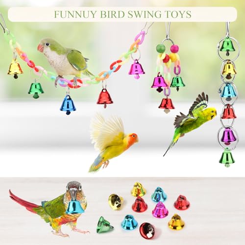 Hypeety Colorful Bird Bell Toys Parakeet Cage Hanging Chew Bells for Parrot | Bright colorful bells, chewable, safe materials, fits most cages, easy to hang, reduces boredom, for small parakeets, 4 pack - color: 4pcs Set