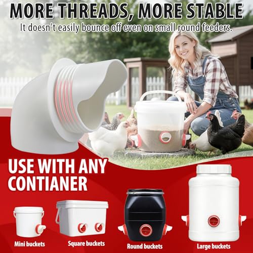 4PACK No Waste Chicken Feeder Ports, Chicken Feeder Cups for Bucket | DIY Chicken Feeder Kit with Hole Saw,Barrels,Bins,Troughs - size: 4 port with holesaw