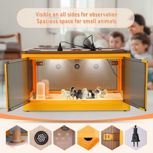 Chicken Brooder Box for Chicks Starter Kit, Large Chicken Brooder Heater Warms up to 30 Chicks, Poultry Breeding Box Suitable for Chick Duckling Parrot Lizard (26" L x 18" W x 14" H) - size: 26"L x 18"W x 14"H