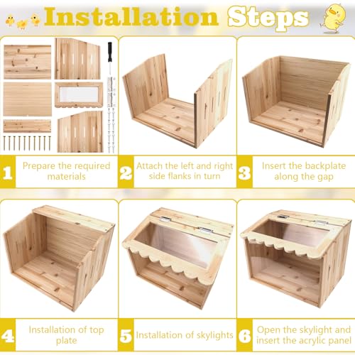 Chicken Brooder Box,Large Size, 15.74"x11.81"x 11.81", Wooden Brooder Box for Chicks, Animal Playpen with Top for Chickens for Chicks, Hamsters, Turtles, Reptiles