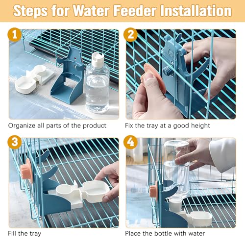BNOSDM Automatic Bird Feeder Water Dispenser Set No Mess Bird Cage Feeders Parrot Cage Accessories Transparent Seed Food Container with Perch for Finches Parakeets Budgies Lovebirds Canaries (Blue) - color: Blue