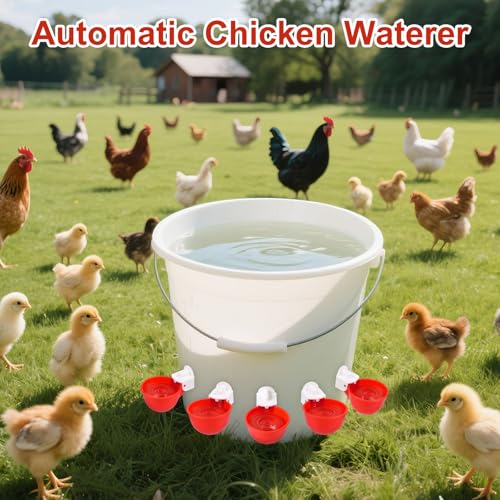 Chicken Waterer Cups, 8 Pack Red Automatics Chicken Waterer | Professional Poultry Cups Suitable for Chicks, Duck, Turkey and Bunny Various Poultry, Compatible With Various Containers - color: red