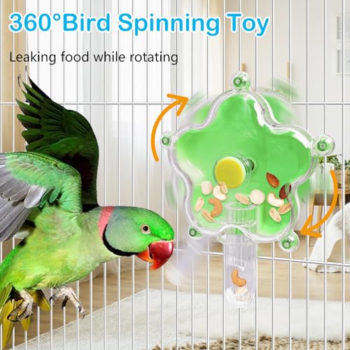 BNOSDM Bird Foraging Toys Cockatiel Foraging Wheel Parrot Cage Spinning Toys Parakeet Enrichment Puzzle Feeder Toy for Budgies Lovebirds Canaries (Green) - color: Green